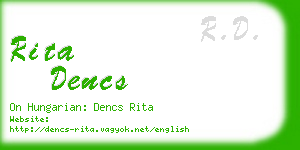 rita dencs business card